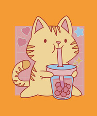 Boba tea cat