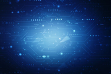Obraz premium 2d illustration abstract digital binary data on computer screen