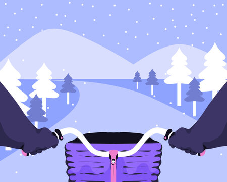 Person riding bike in the snow