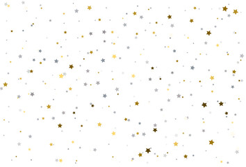 Christmas digital paper with gold and silver stars. Silver and gold star Celebration Confetti.