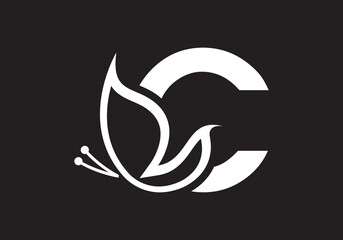 this is a creative letter C add butterfly icon design