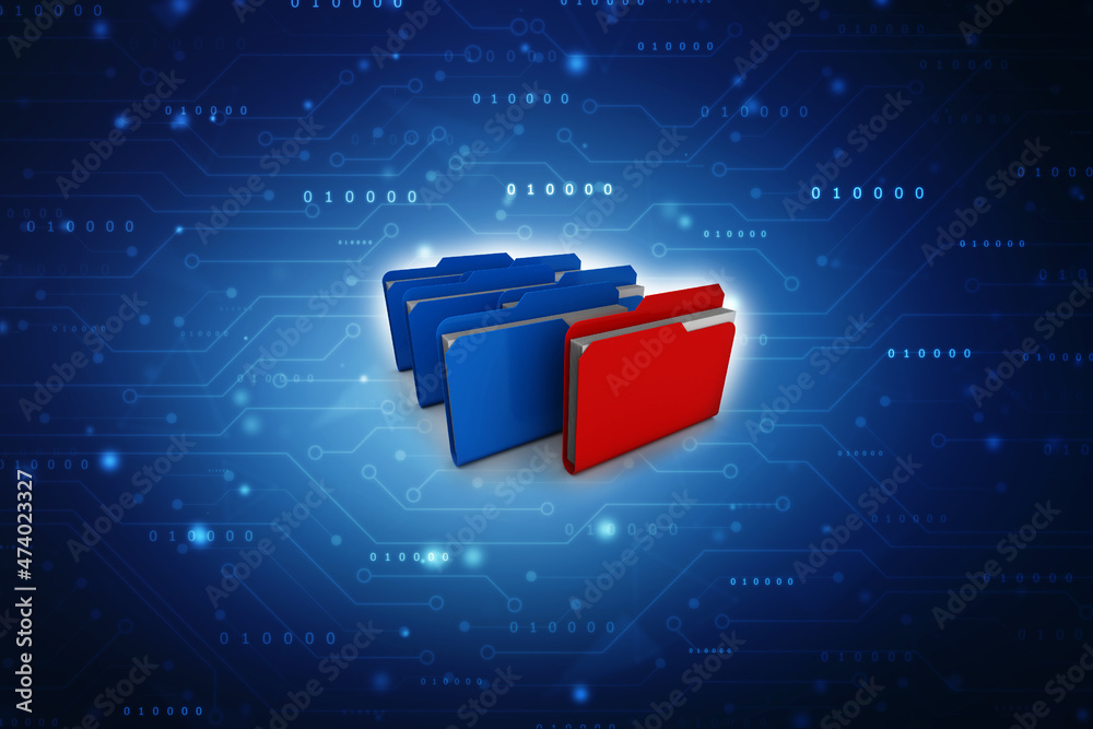 Poster 3d rendering folder with documents