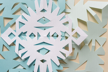 background with paper snowflakes
