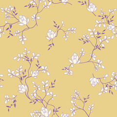 Obraz na płótnie Canvas seamless pattern of flowers, branches and leaves
