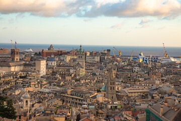 Fototapeta na wymiar stunning panoramic aerial view of Genoa city