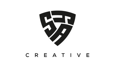 Fototapeta na wymiar Shield letters RN creative logo 
