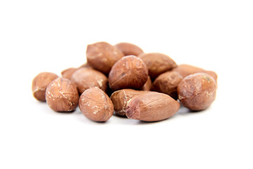 Peanuts isolated on white background. Shelled seeds