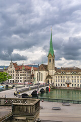 Fototapeta na wymiar Fraumunster Church, Zurich, Switzerland