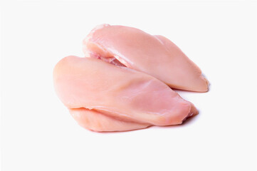 Chilled chicken fillet isolated on a white background