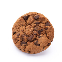 Chocolate chip cookies isolated on white background. Sweet biscuits. Homemade pastry.