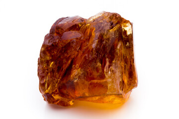 Brown caramelized sugar on white background.