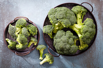 Fresch Broccoli slices on plate.