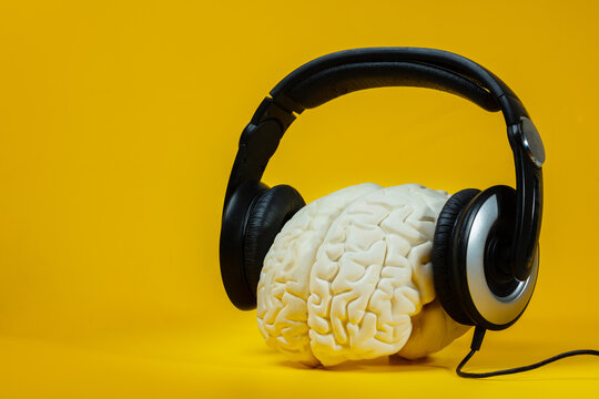 Smart music listening concept brain in headphones