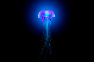 Three dimensional render of glowing jellyfish