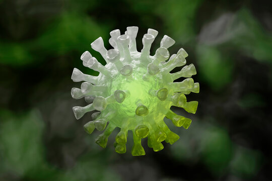 Three dimensional render of single COVID-19 cell