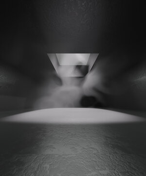 Three dimensional render of empty concrete interior