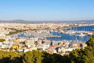 Fototapeta na wymiar Palma de Mallorca marina harbor port with boats travel traveling holidays vacation in Spain