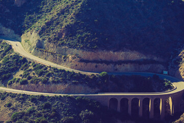 Fototapeta premium Road and viaduct from Granatilla viewpoint, Spain