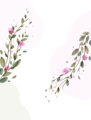 Wedding invitation with leaves and flowers