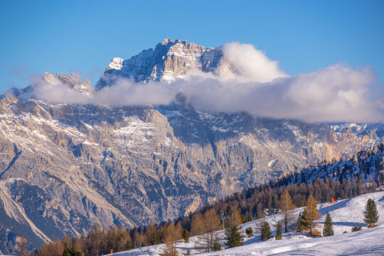 The Dolomites in winter at the Italian Alps are a Unesco World Heritage Site - travel photography