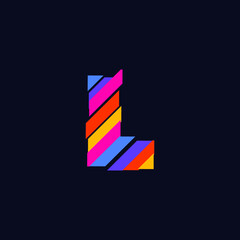Colorful Abstract L Letter logo volume design template. L font icon Vector Illustration perfect for your visual identity.