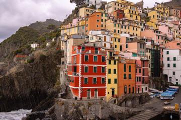 Village of Riomaggiore in Cinque Terre at the Italian coast - travel photography