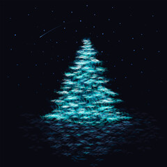 christmas tree magical winter holiday futuristic forest pine neon cyber - 474031992