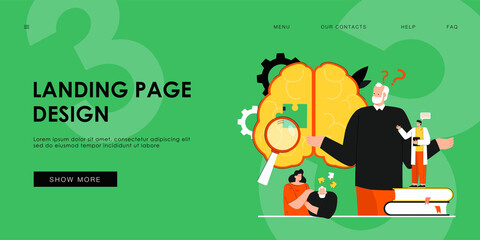 Sad grandfather losing memory isolated flat vector illustration. Cartoon elderly character with Alzheimer disease. Neurology, brain treatment and medical rehabilitation concept