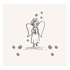 Merry christmas vector illustration of christmas angel.Winter, snowflakes.Suitable for postcard, poster, paper design.print.