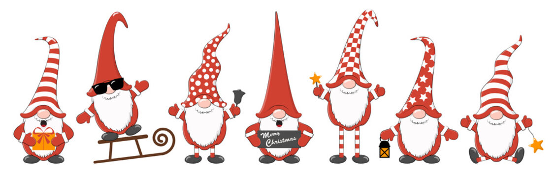 christmas time gnomes cartoon style