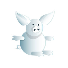 Cartoon Illustration of cute pig made of snow on a white background