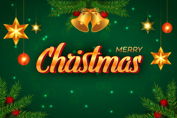 merry christmas premium background with decoration and text