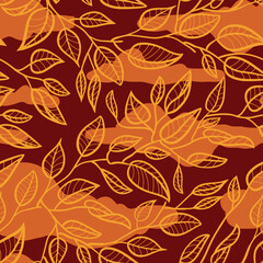Minimalist Leaf Line Art Illustration as a Seamless Surface Pattern Design
