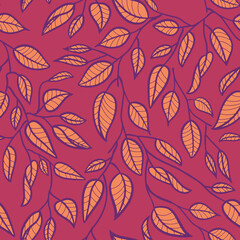 Minimalist Leaf Line Art Illustration as a Seamless Surface Pattern Design
