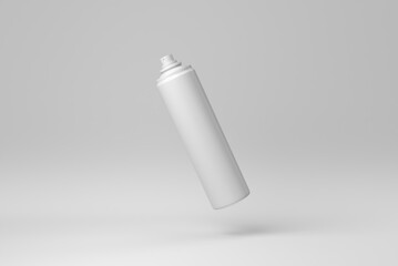 White Paint Aerosol Spray Metal 3D Bottle Can on white background. minimal concept. monochrome. 3D render.