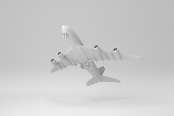 Airplane isolated on white background. polygon minimal concept. monochrome. 3D render. - 474034705