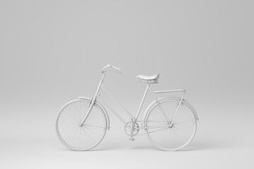 Obraz na płótnie Canvas Bike isolated on white background. minimal concept. monochrome. 3D render.