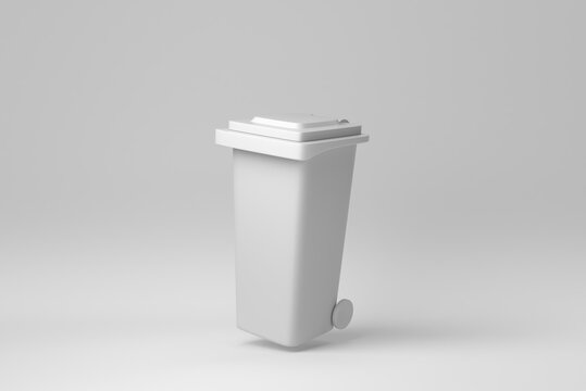 Trash bin isolated on white background. minimal concept. monochrome. 3D render.