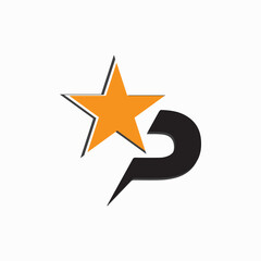Fototapeta premium Creative logo combination of letter P and star, star and letter P logo ideas