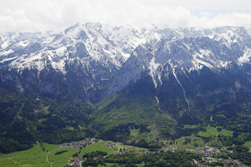 View from Kramerspitz mountain to Garmisch-Partenkirchen, Upper Bavaria, Germany	
