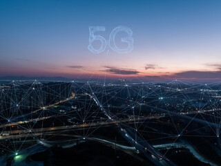 5G icon with smart city