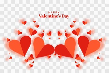 Beautiful hearts valentines day card with transparent background