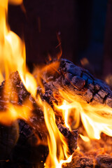 close up of burning fire