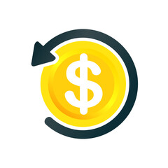 Cash back dollar money. Refund money investment. Illustration vector