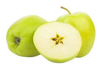 Green apples isolated on white background.