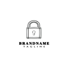 padlock logo cartoon design template icon black isolated illustration
