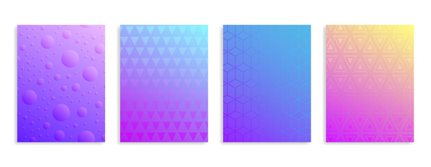 Minimal abstract covers. Vector halftone gradients. Geometric future template for flyer, poster, brochure and invitation. Future geometric patterns. Vector