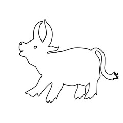 Black outline hand drawing vector illustration of a bull for decoration isolated on a white background