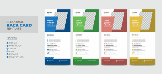 Corporate Creative Business Rack Card or Dl flyer Template. Editable Modern Rack Card Template
