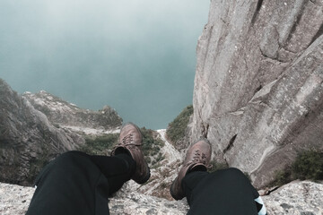 person on the top of the mountain